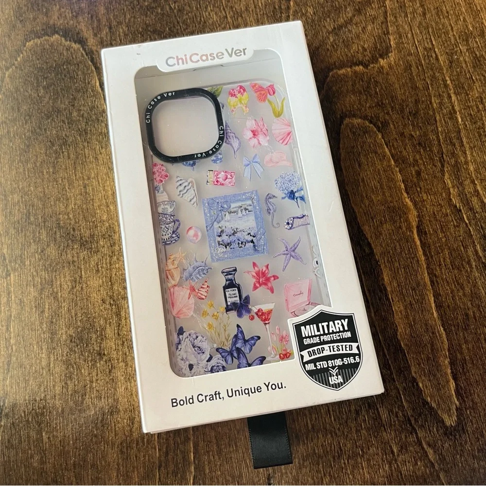 NEW $42 ChiCaseVer iPhone 15 Clear Case Coastal Cowgirl Vintage Collage Pattern